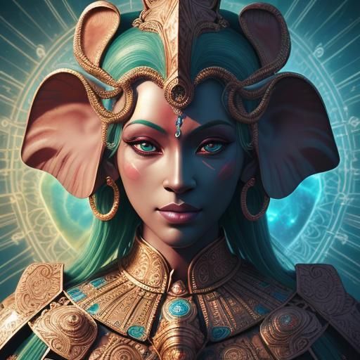 Radiant Celestial Elephant Deity in 3D Render