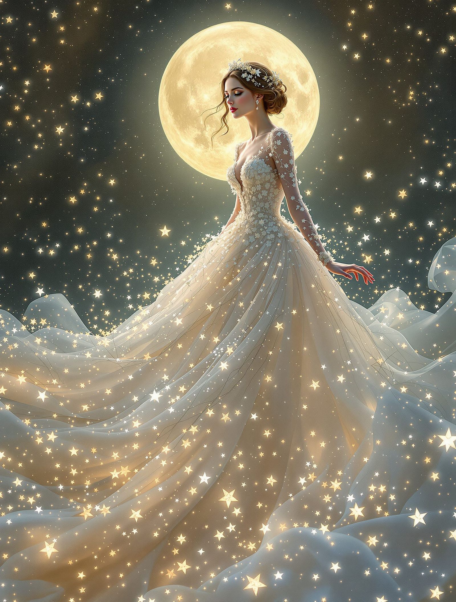 Ethereal Bride in Starflower Gown