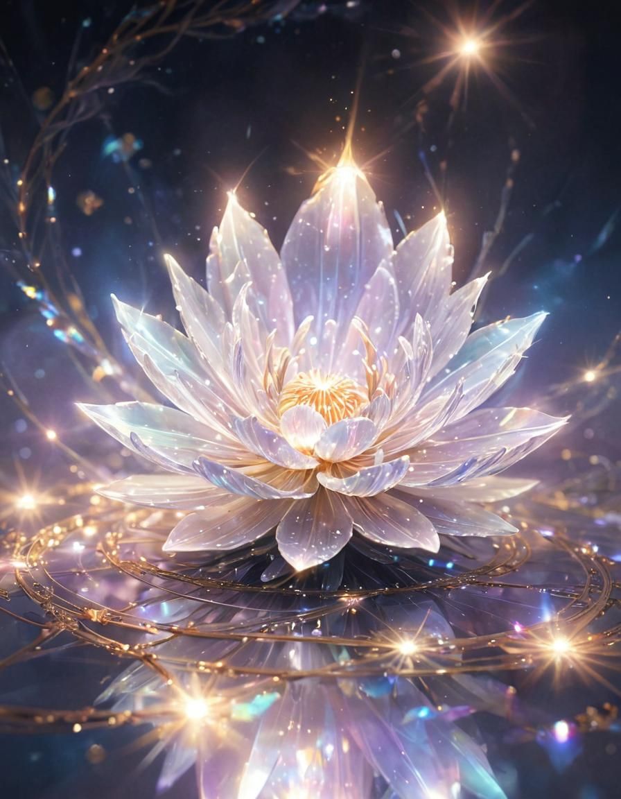 Ethereal Crystal Flower: Soft Fantasy Illustration