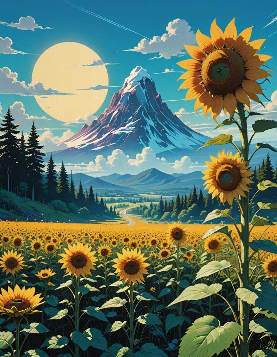 Vibrant, Iridescent Bees in a Radiant Golden Sunflower Field