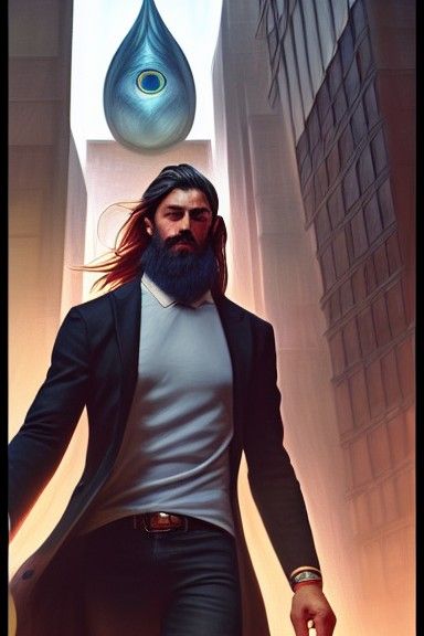 Wizard in Modern City, Hyper-Realistic Digital Art