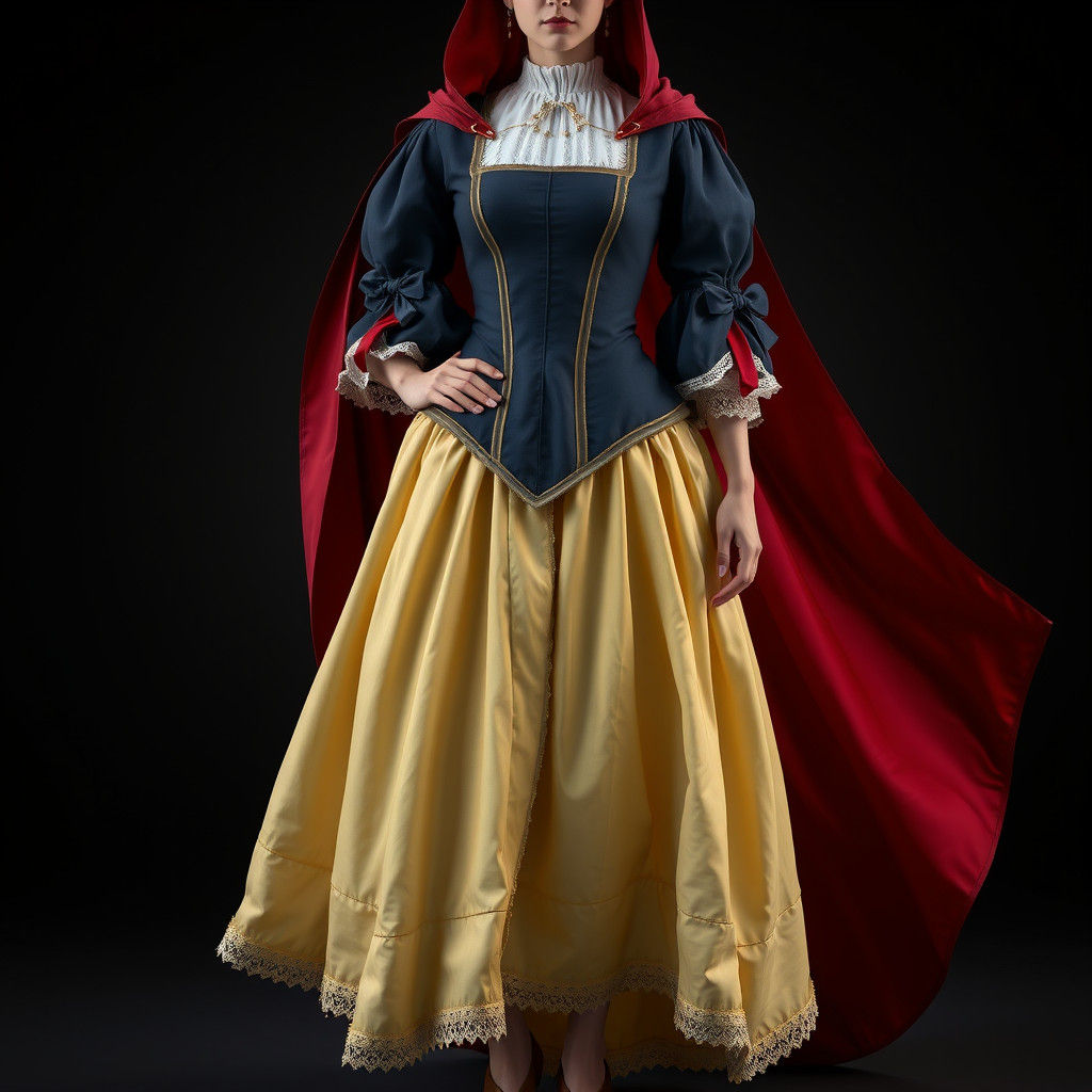 Renaissance Woman with Flowing Cape in Detailed Matte Painti...