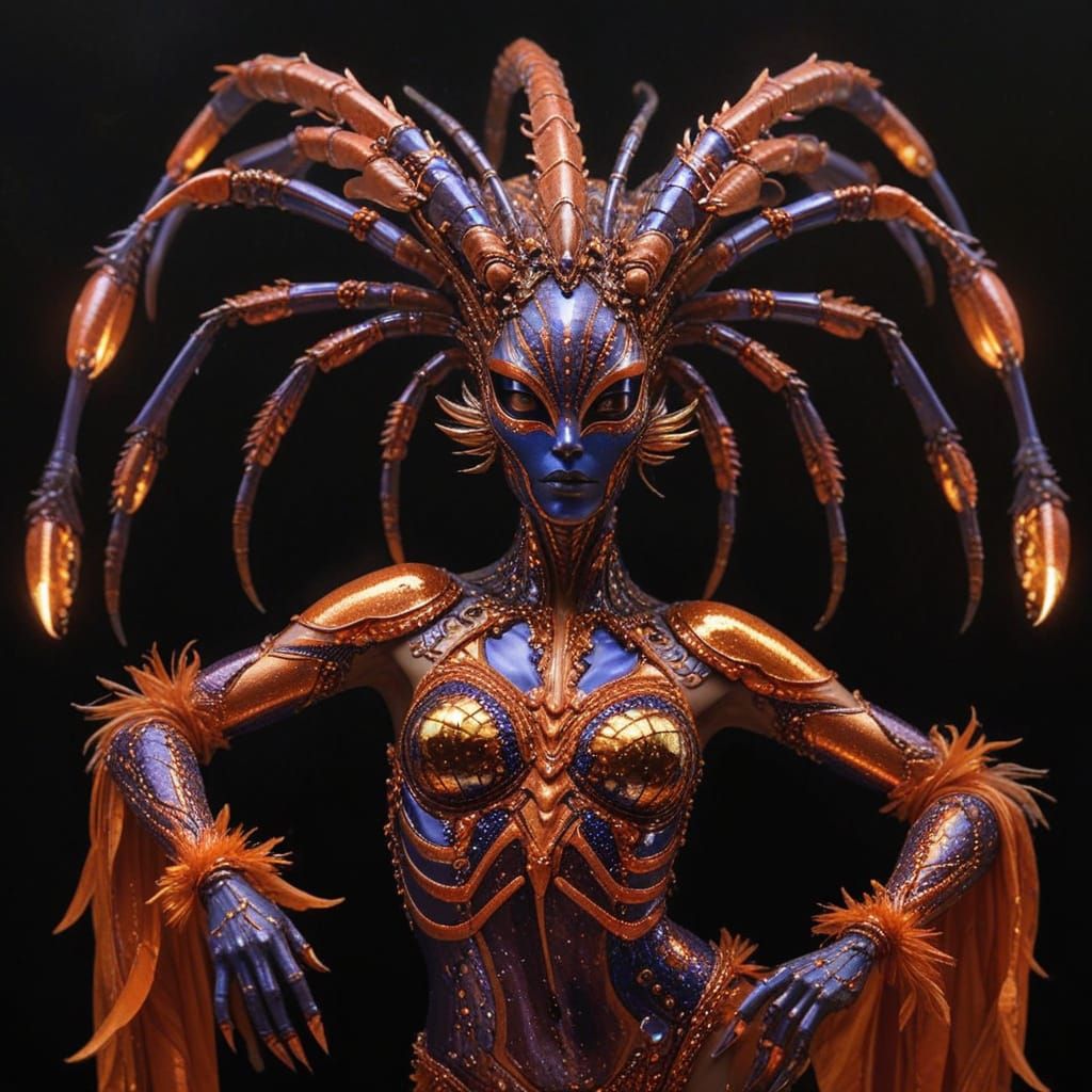 Exotic Alien Arachnid Showgirl in Baroque Style