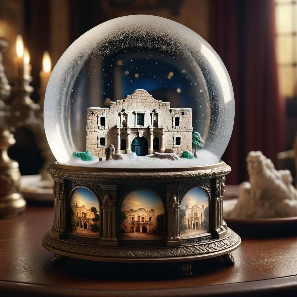 Detailed Snow Globe of the Alamo: Digital Matte Painting