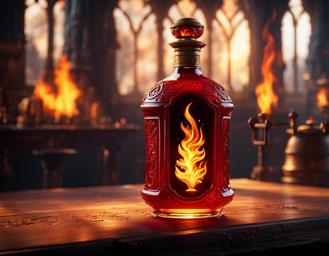 Fire Element in a Bottle, Fantasy Concept Art