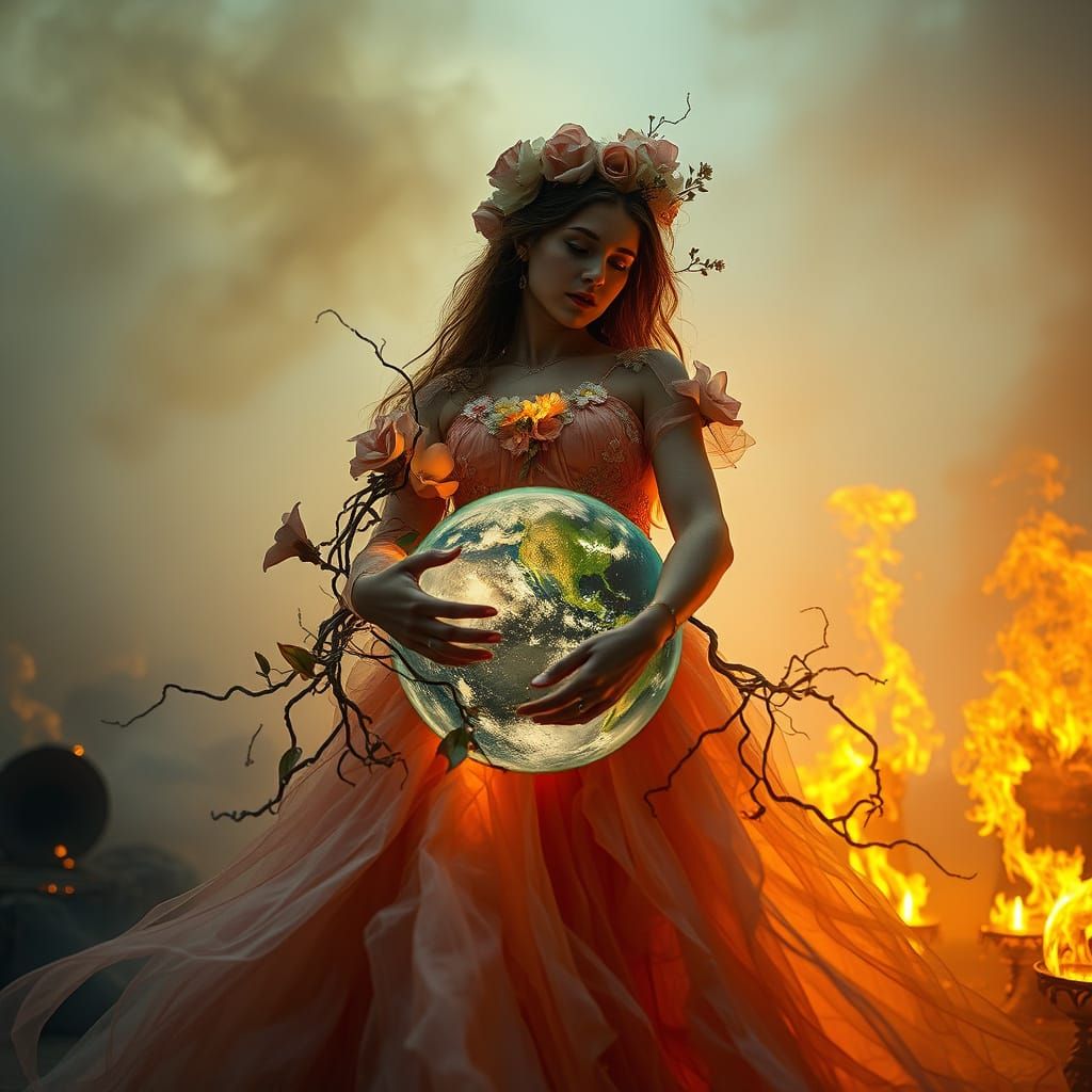 Mother Nature Embraces a Burning World