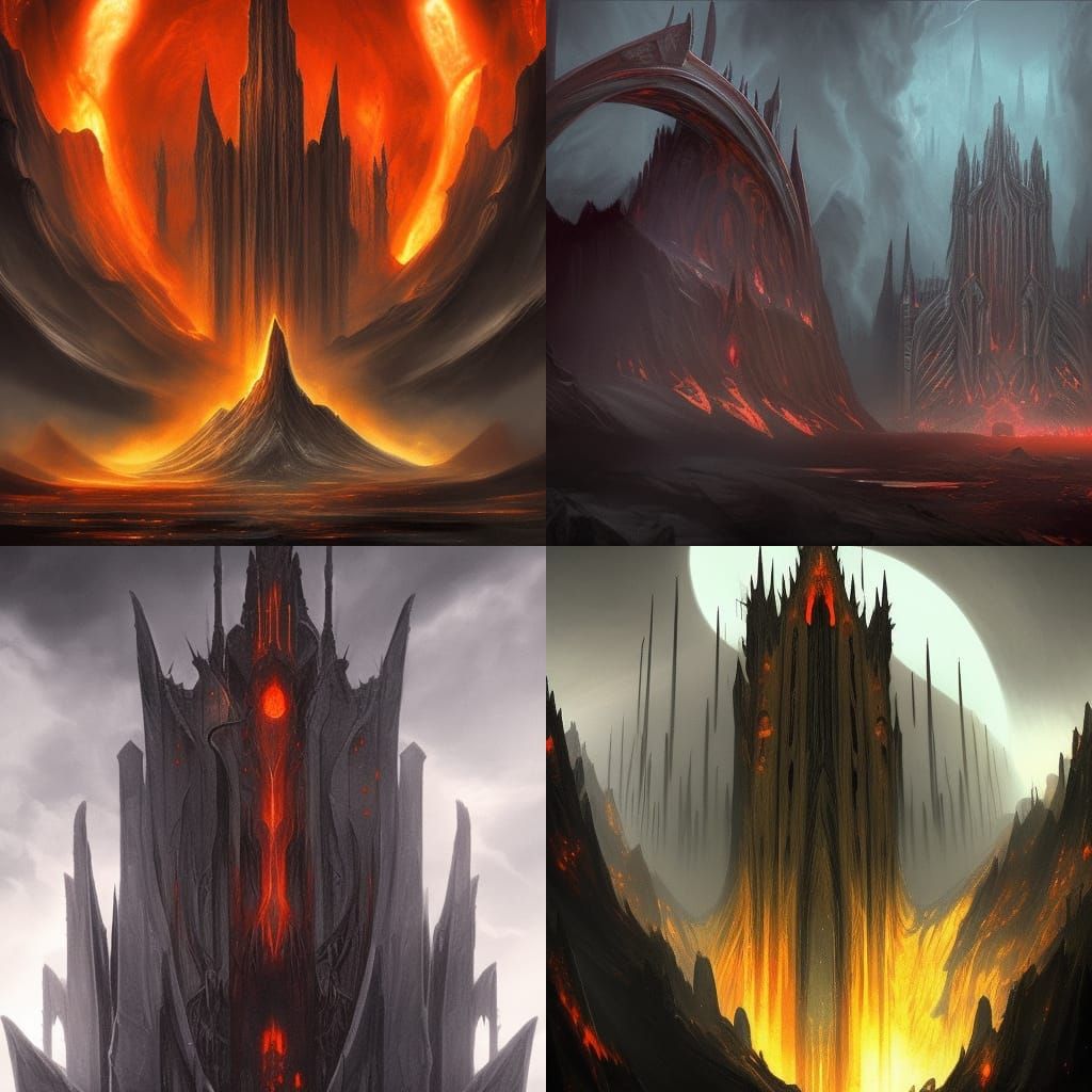 Dark Fantasy Magma Architecture in Art Nouveau Style