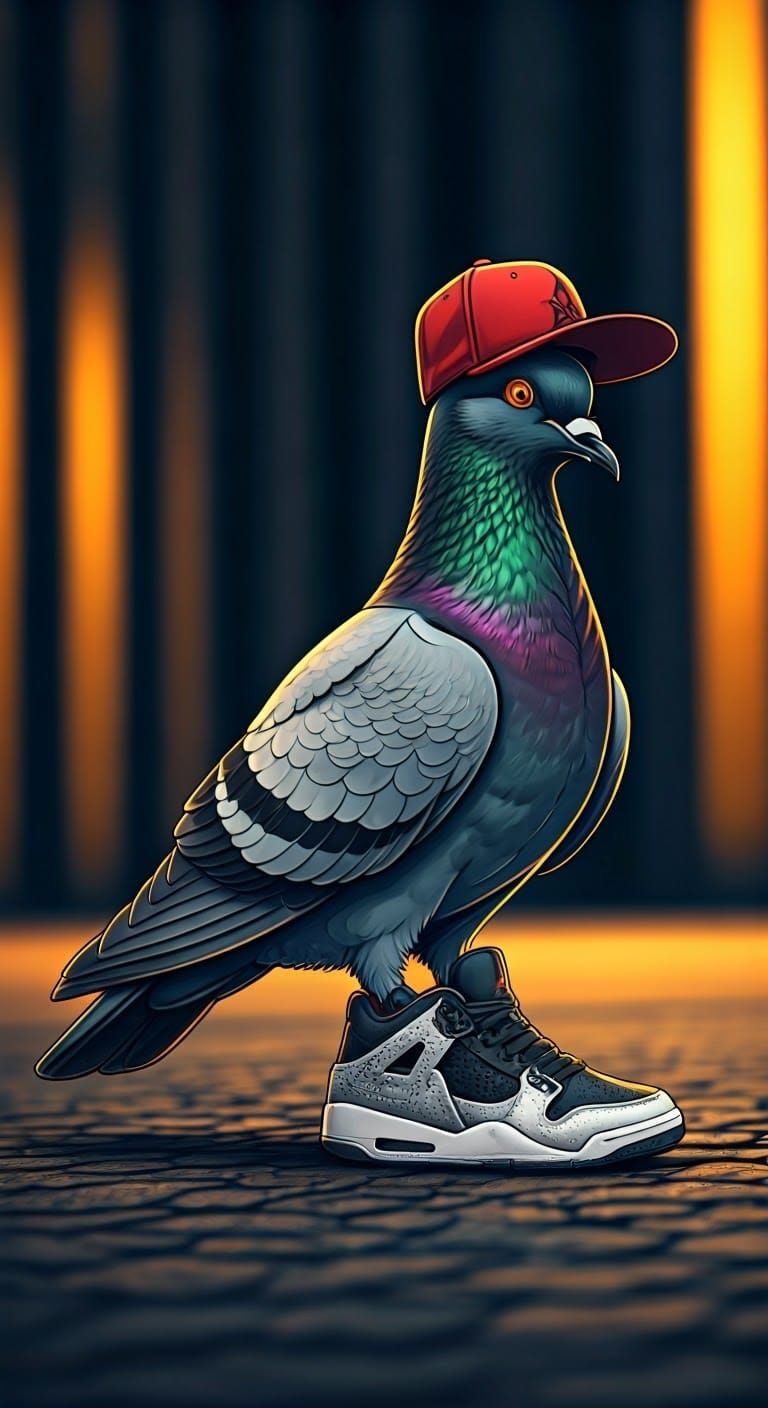 Pigeon in Urban Streetwear Illustration