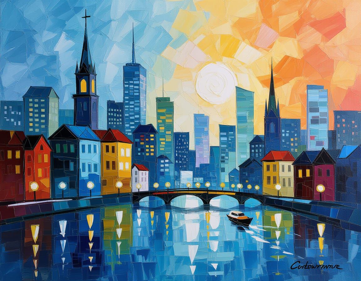 Abstract Cityscape in Contexture Style