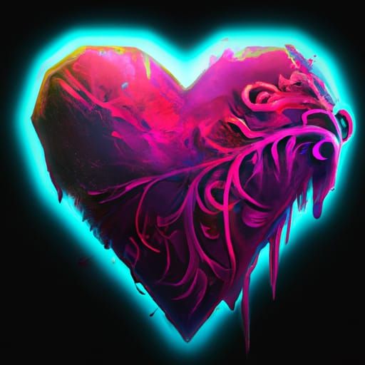 Heart Ink Drawing Sticker in Detailed Matte Style