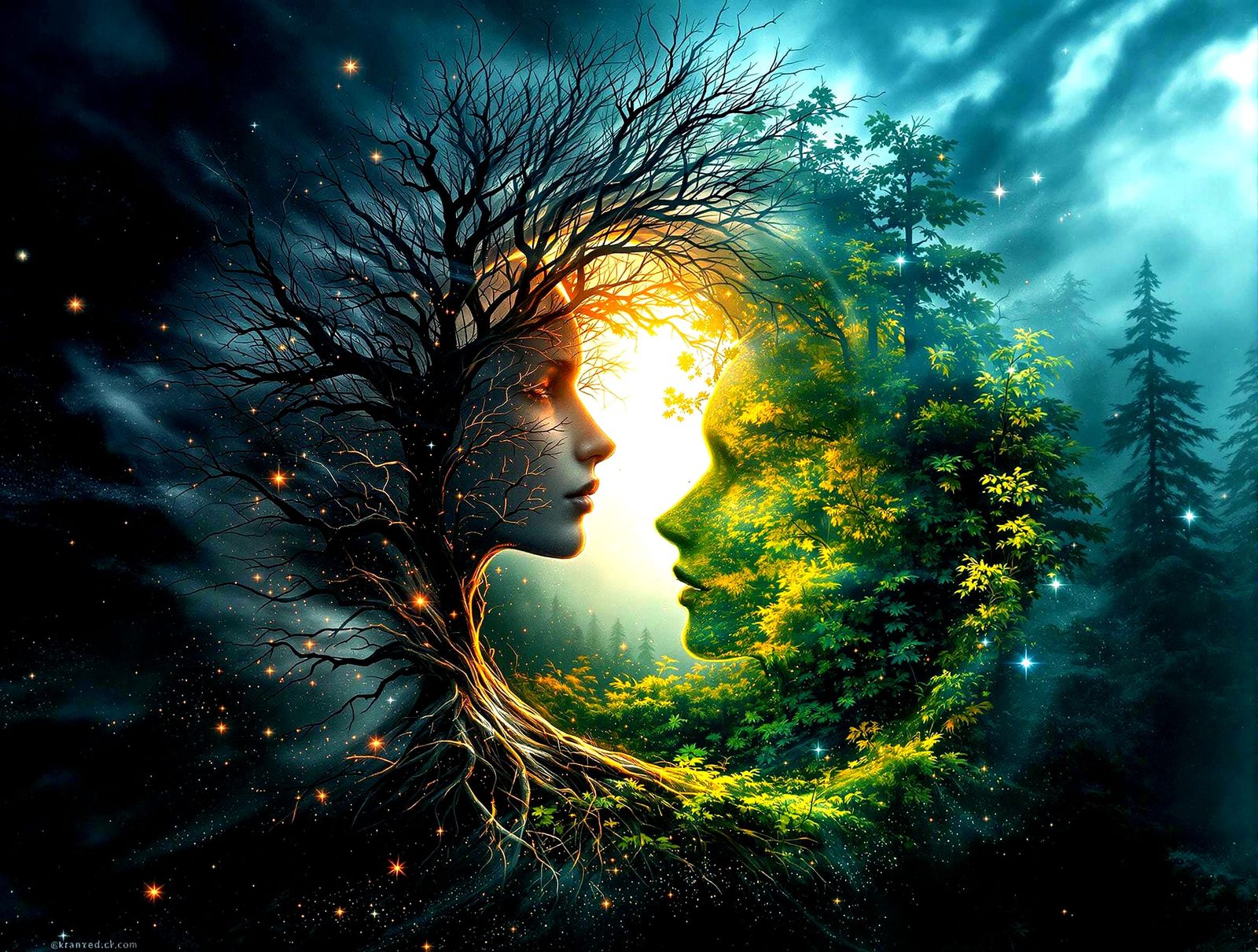 Surreal Holographic Yin and Yang Landscape of Death and Life