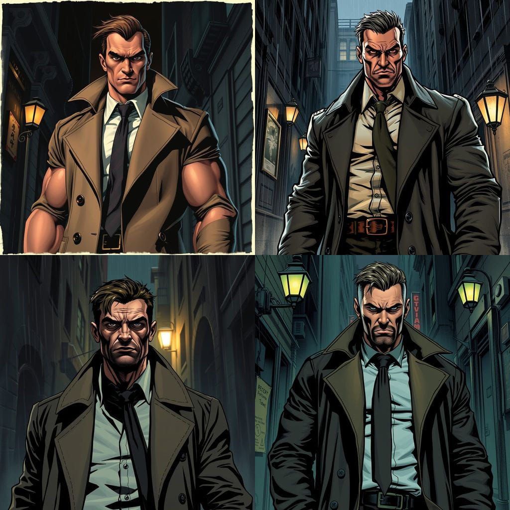 Noir Detective: Wolverine in Comic Book Style