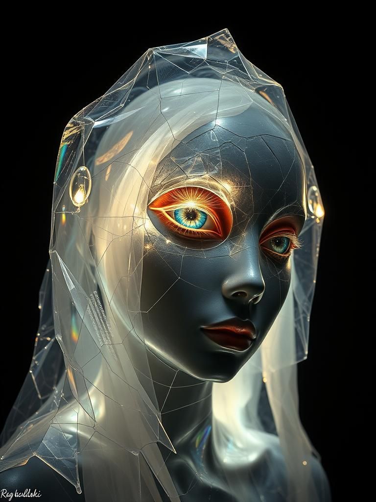 Dimensional Sculpture with Crystal and Shadow Elements