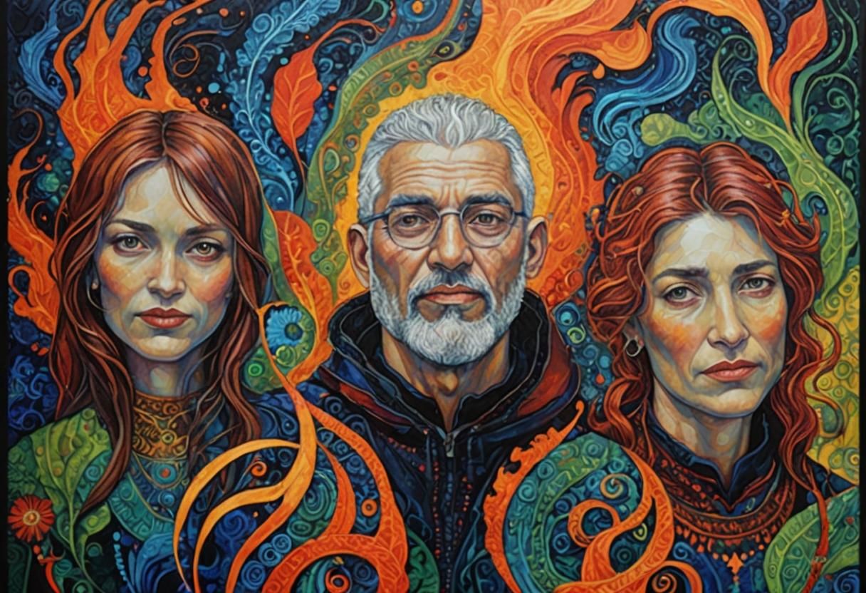 Realistic Family Portrait in Abstract Style