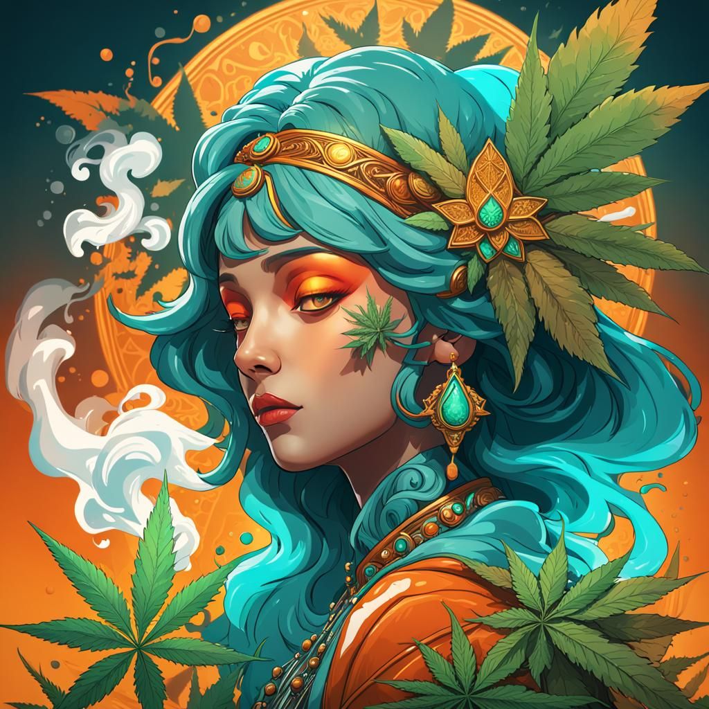 Cannabis Smoking Items Logo in Hyperdetailed Style