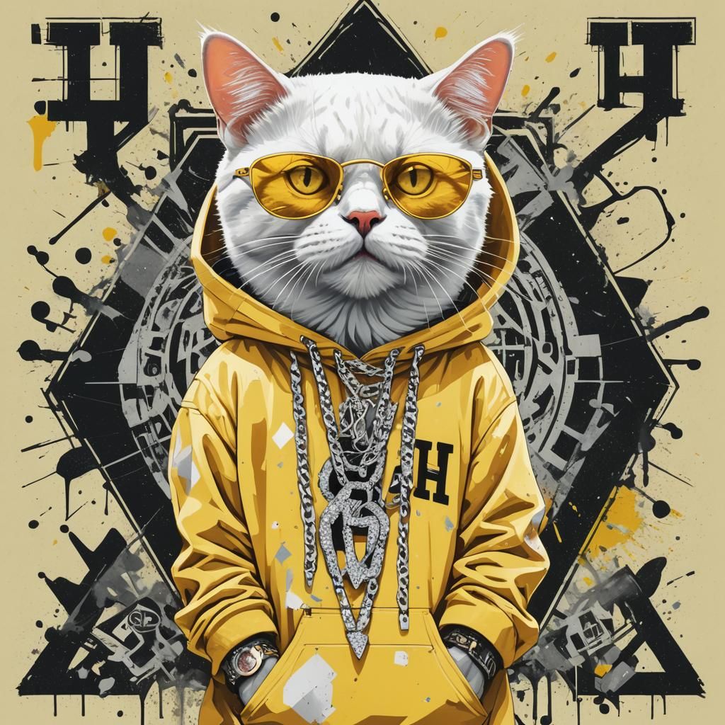 Mob Boss Cat in Mosh Pit: Pop Art Print