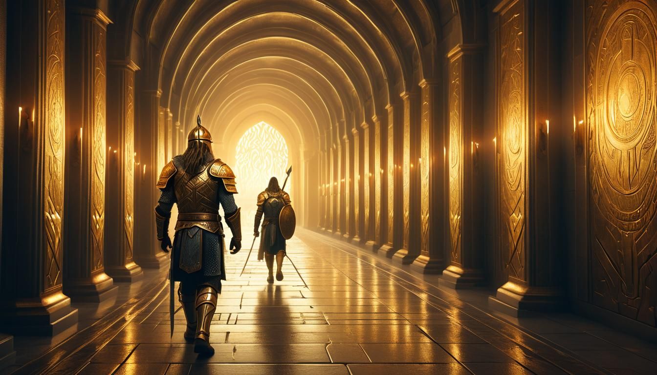 Valhalla Warrior in Glistening Golden Armor