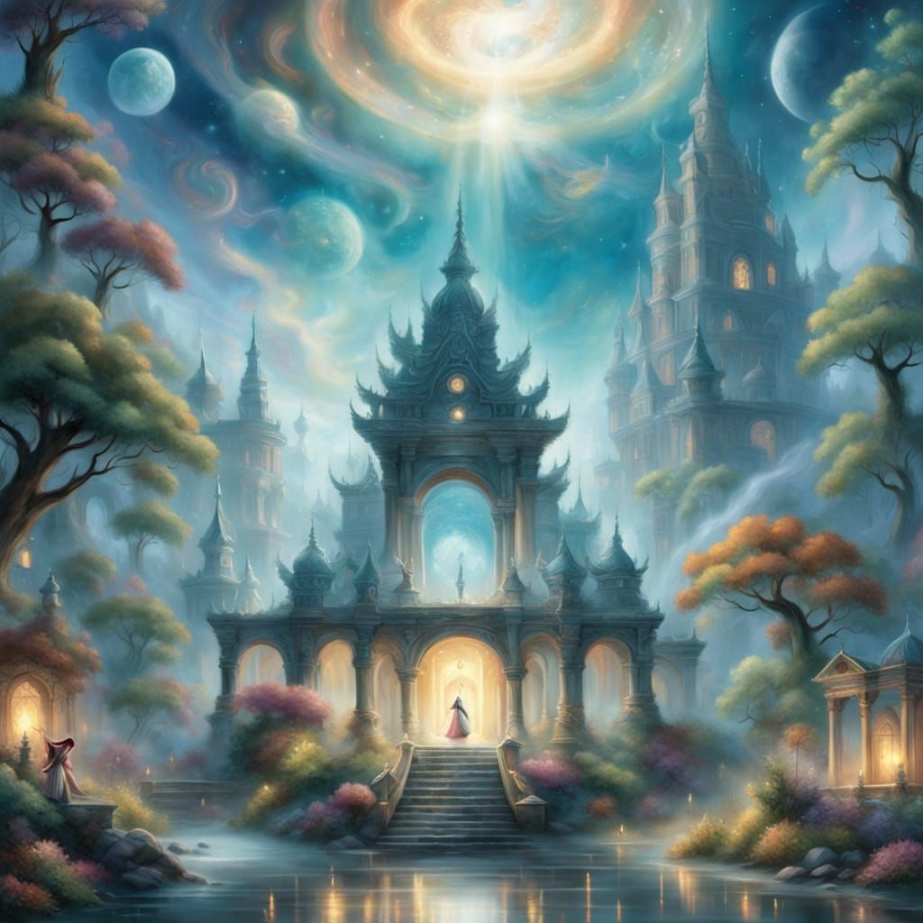 Golden Temple of Eternity in Cosmic Splendor