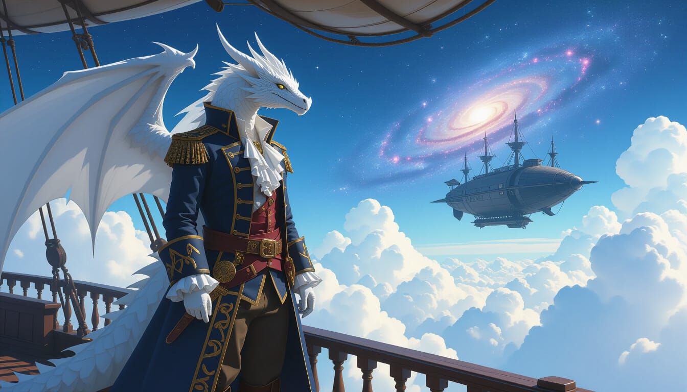 Ghost Dragon Privateer on Airship Deck in Fantasy Style