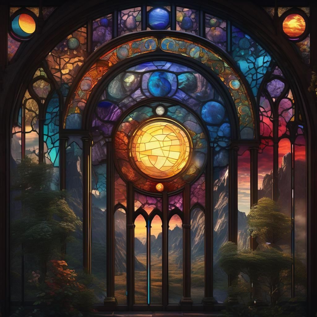 Fantastical Stained Glass Eclipse in Deep Color