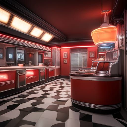 Detailed 1950s Diner Concept Art