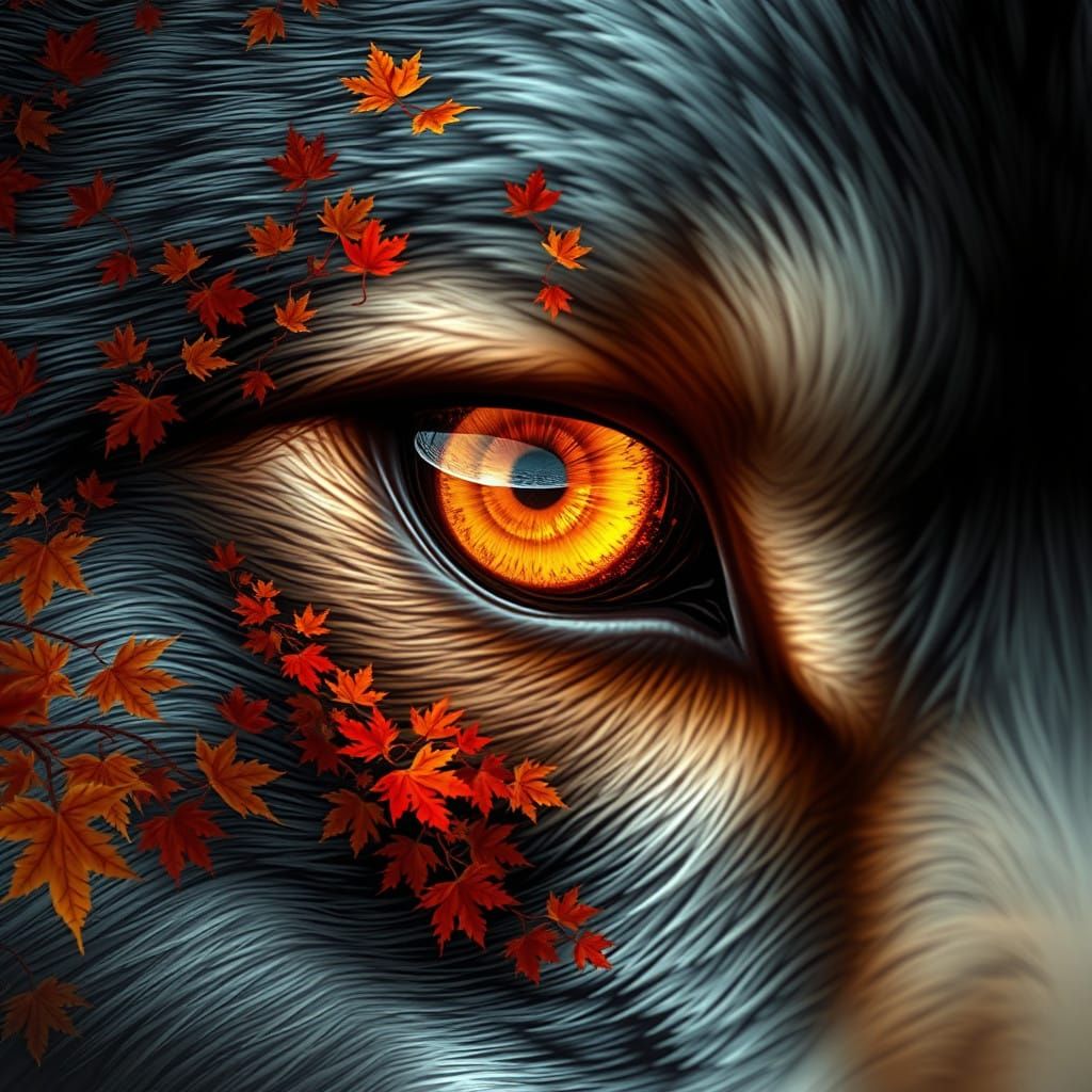 Majestic Wolf's Eye in Vibrant Autumn Hues