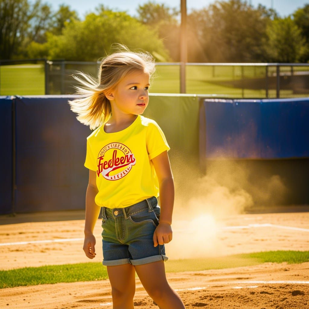 Fearless Young Baseball Player in Bright Sunlight