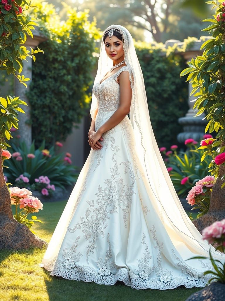 Beautiful Arabian Bride Portrait in Watercolor Style