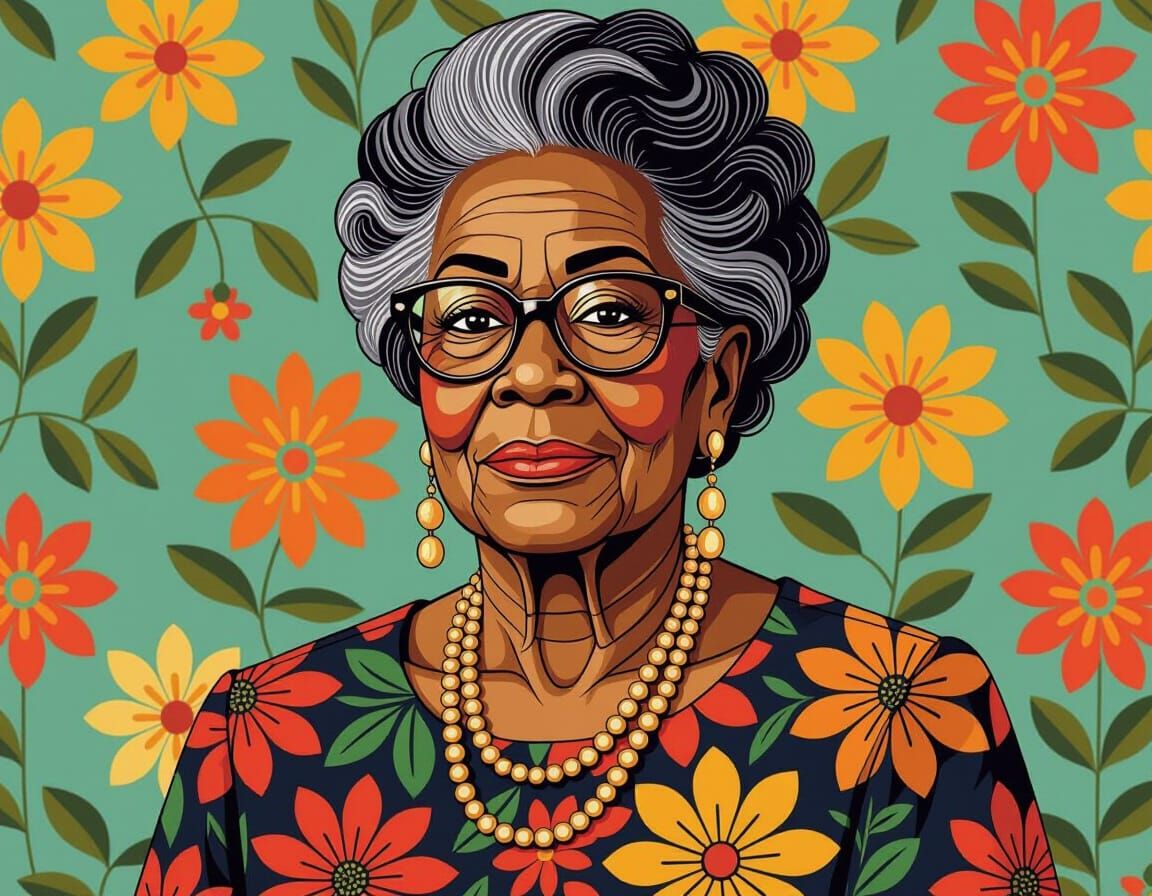 Striking Portrait in a Textile Art Style