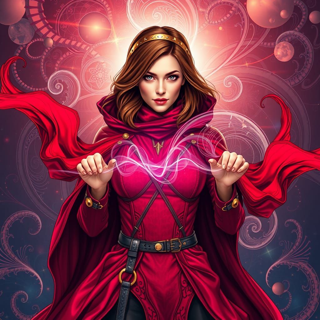 Scarlet Witch Wields Mystical Energy in Zentangle Style