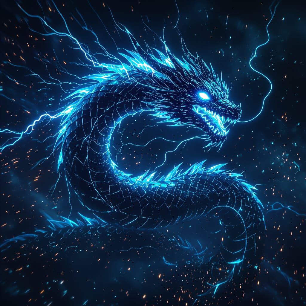 Electrical Serpent Dragon Unleashing Cosmic Storm
