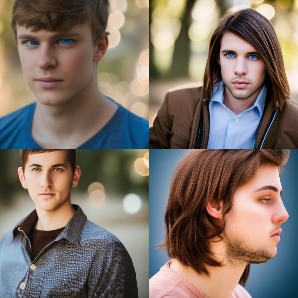 Brown-Haired Man with Blue Eyes in Professional Portrait