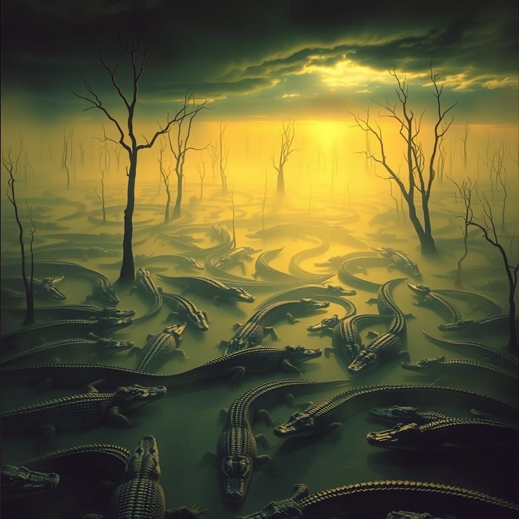 Surreal Louisiana Bayou Teeming with One Million Alligators