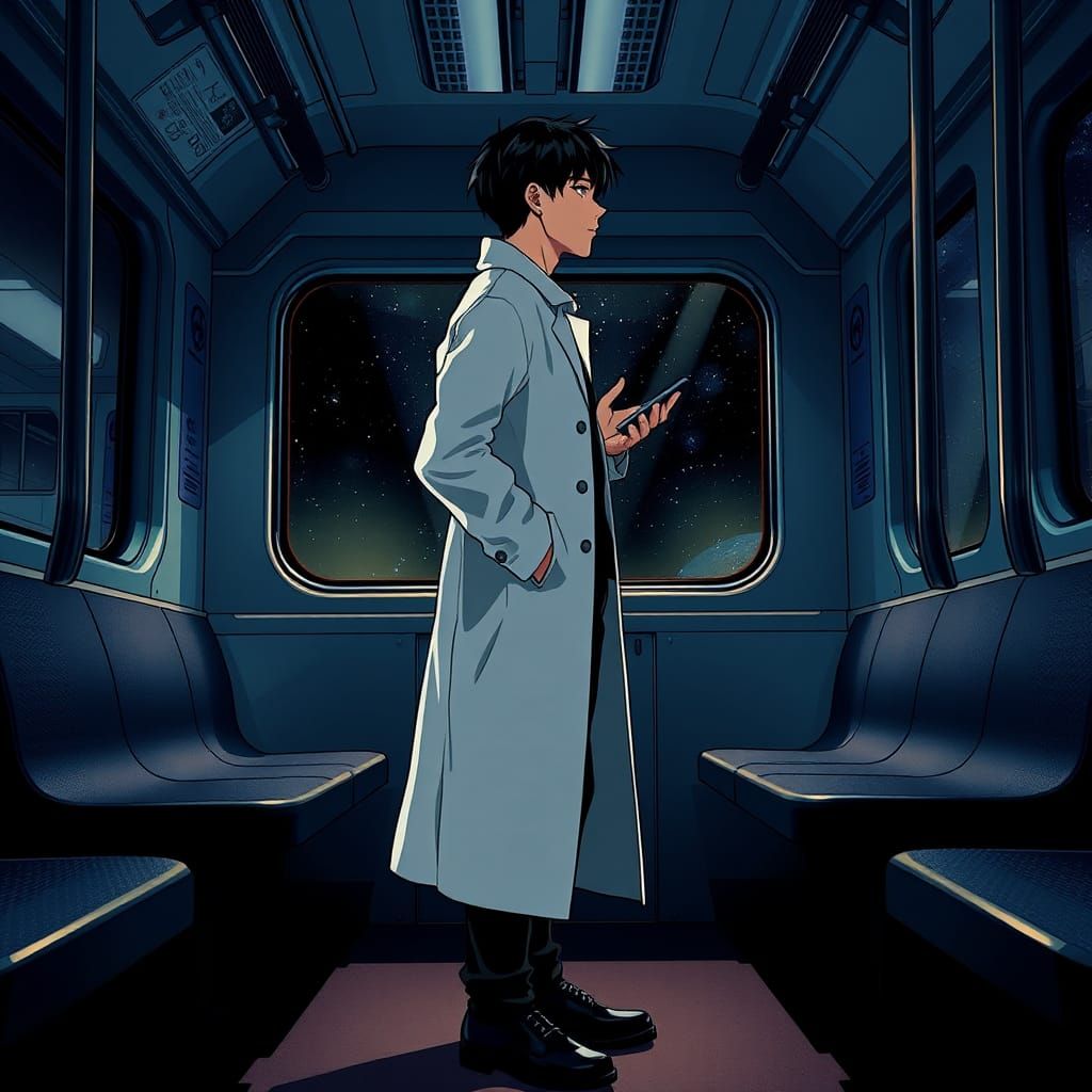 Korean Man in Metro: Studio Trigger Anime Style