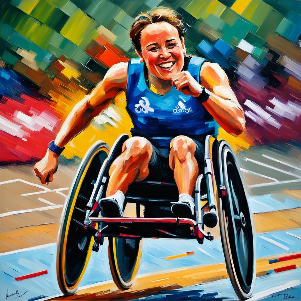 Paralympic Victory: Tanni Grey-Thompson in Expressionist Oil