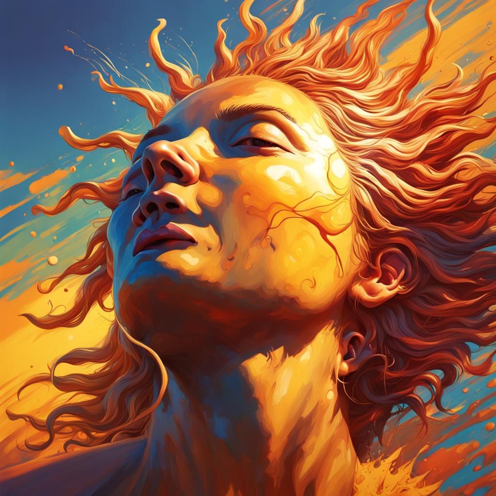 Hyperrealistic Sun in Splash Art Style