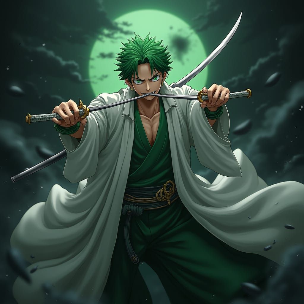 Zoro with Three Swords in 3D Anime Art