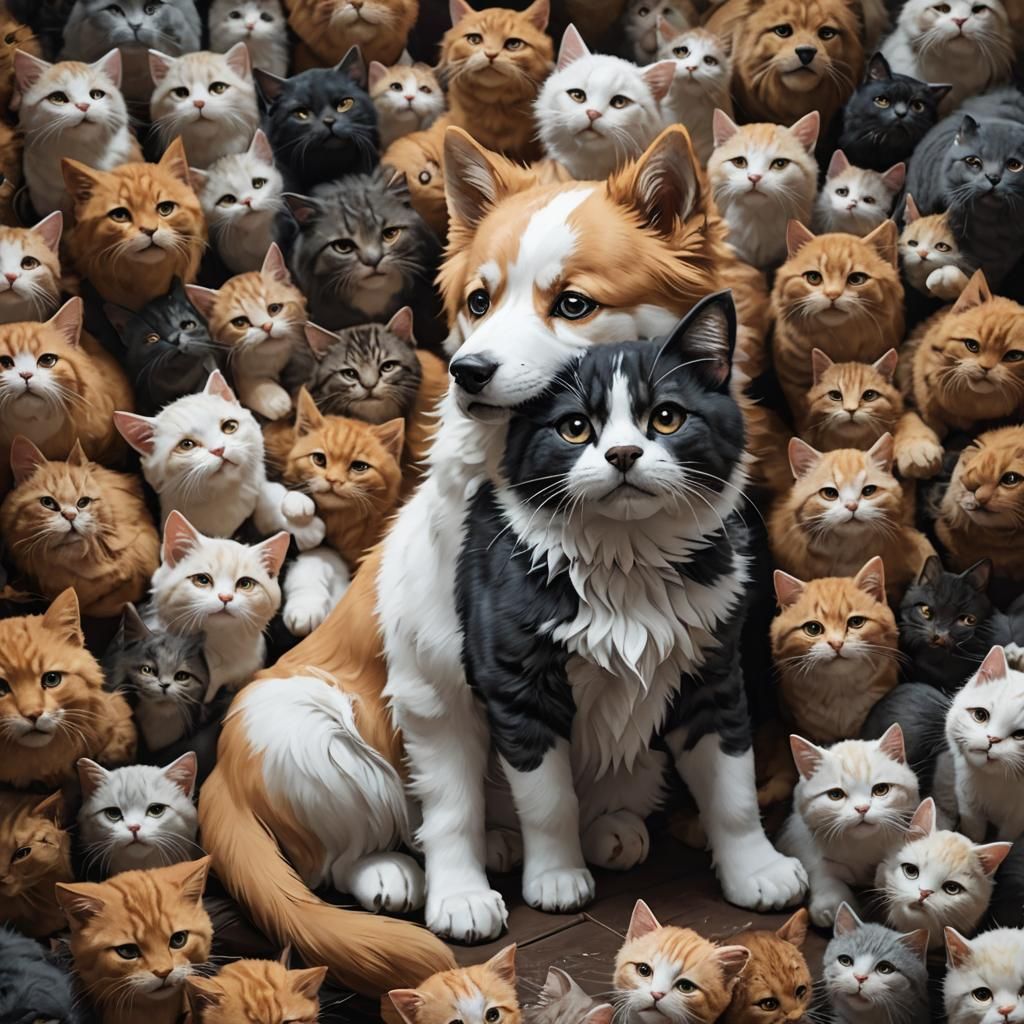 Dog and Cat in 3D Anime Art Style