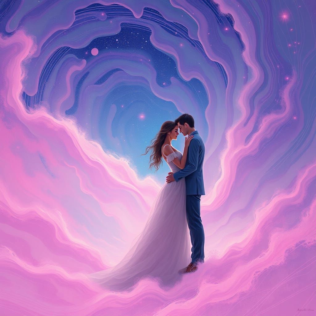 Cosmic Lovers in a Dreamy, Ethereal Vortex