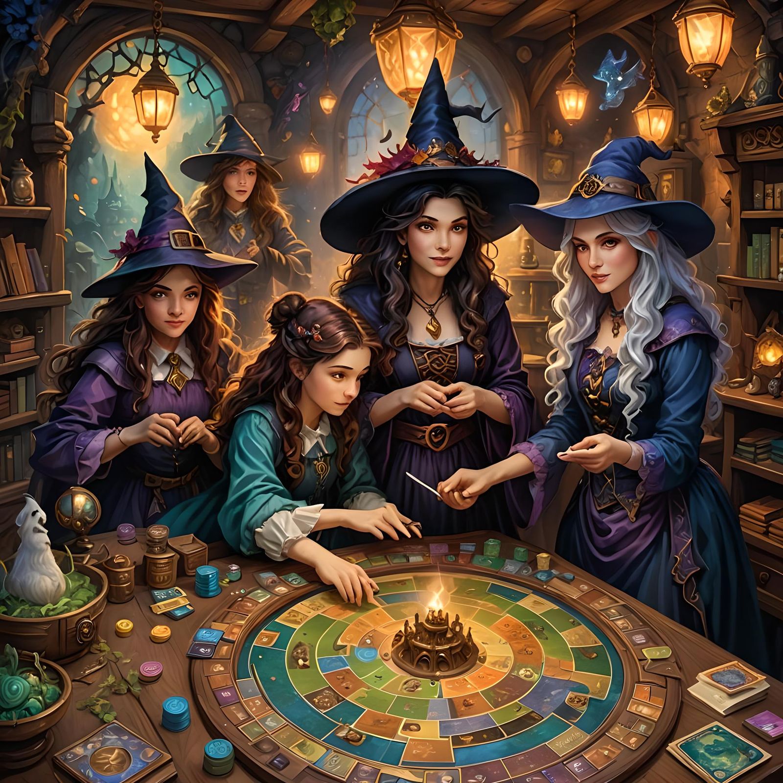 Board Game Witches and Warlocks: Storybook Illustration