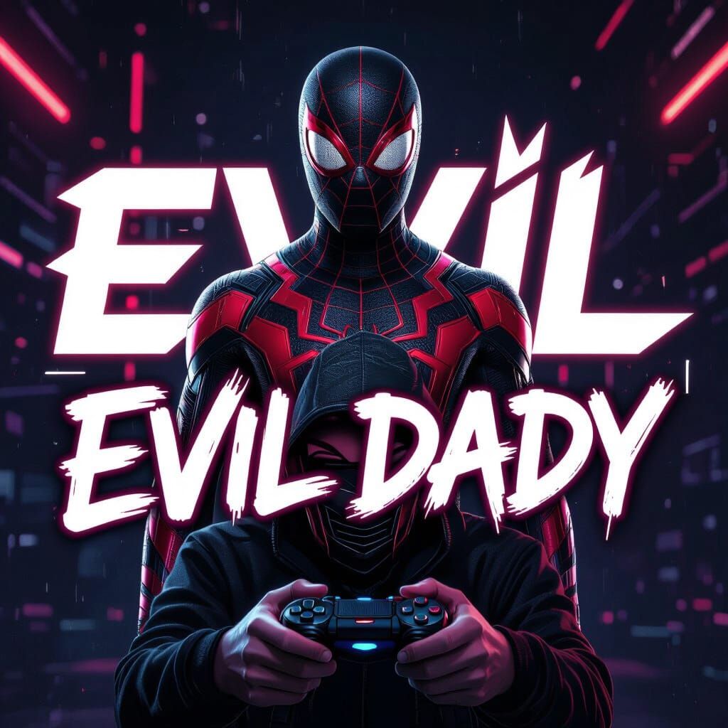 Spiderman Gamer with Neon Lights Holding Controller