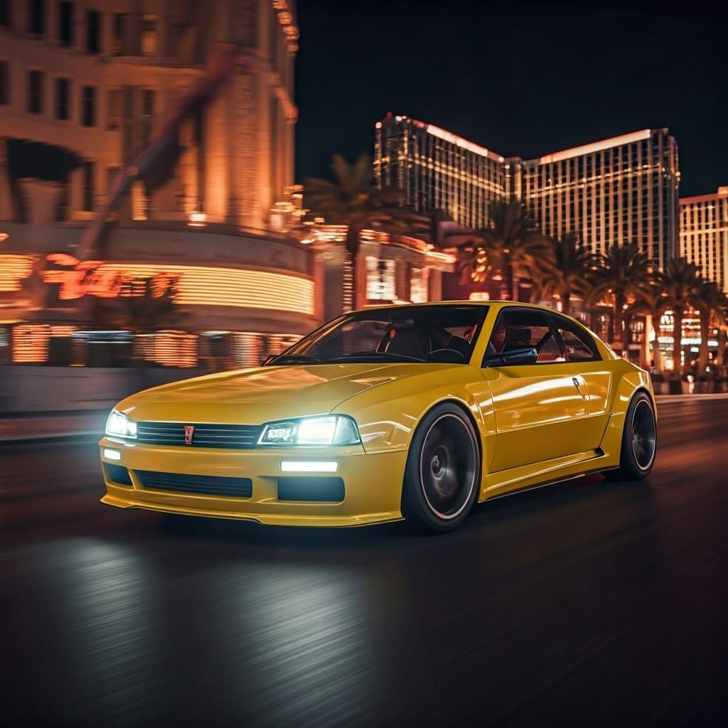 Futuristic Yellow Hypercar Speeds Down the Las Vegas Strip