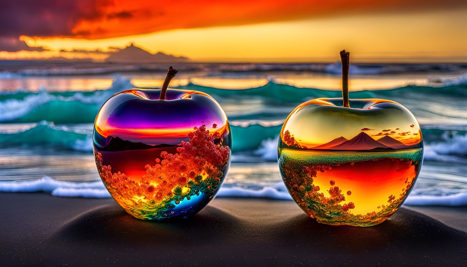 Glass Apples in Thermal Satellite Landscape