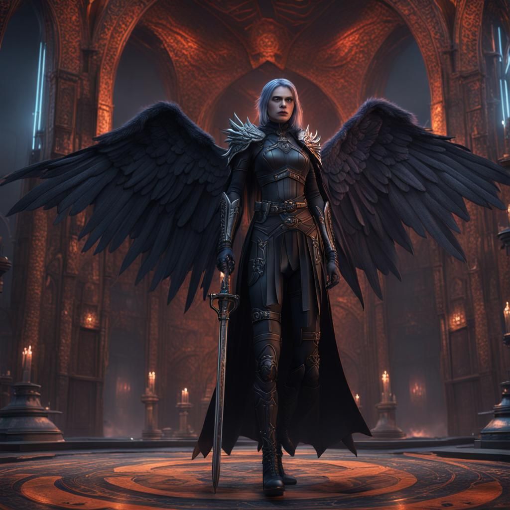 Gothic Angel Knight in Detailed Matte Painting
