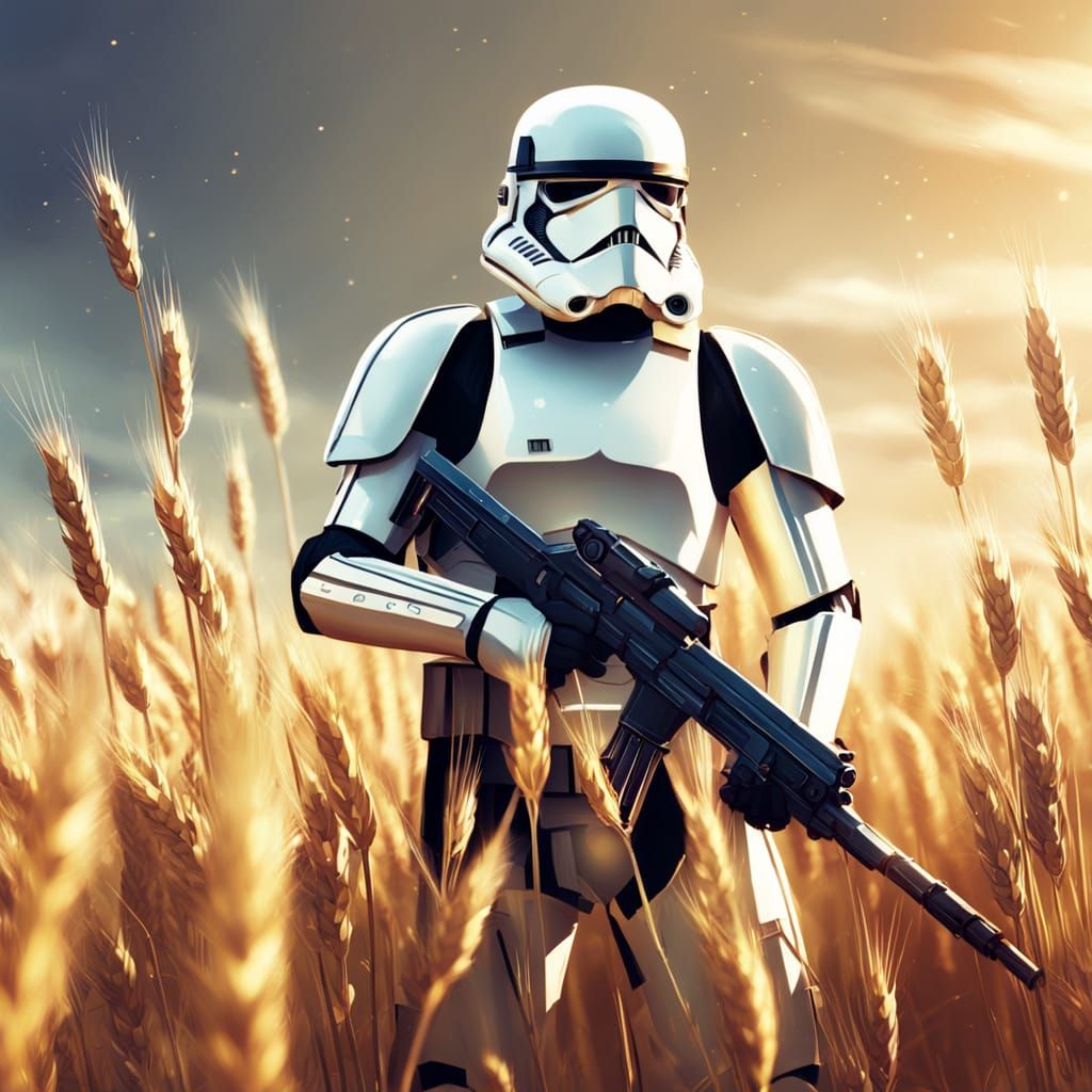 Stormtrooper in Wheat Field: Digital Concept Art