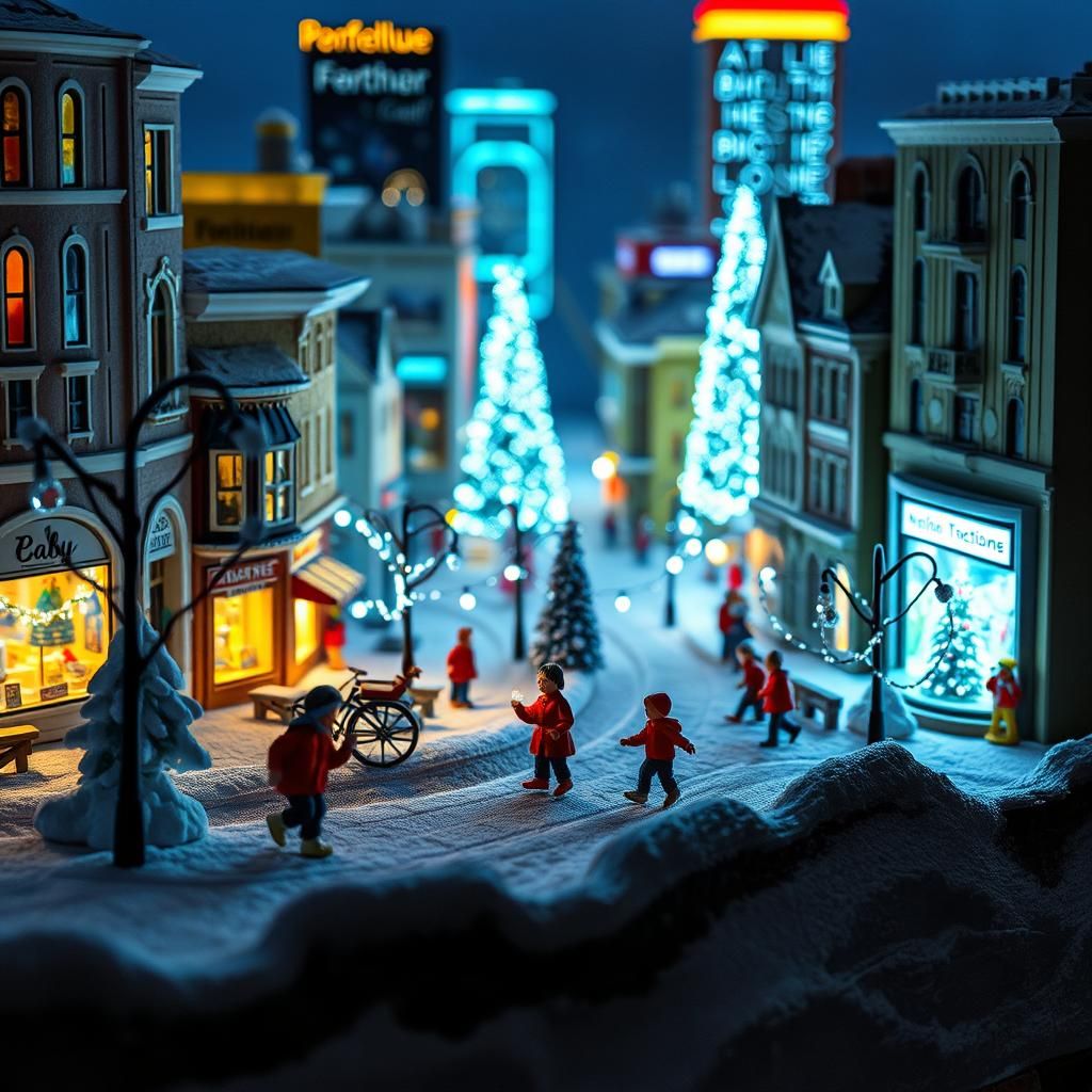 Glowing Christmas City in Miniature Whimsy