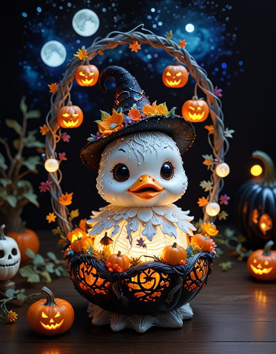 Klimt-Inspired Halloween Witch Hairstyle with Moon