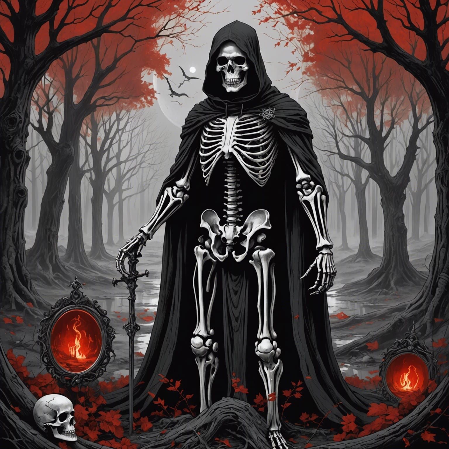 The Chariot Tarot Card: Skeleton in Hoodie
