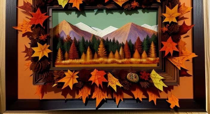 Autumn Forest Cabin Scene in 3D Shadowbox