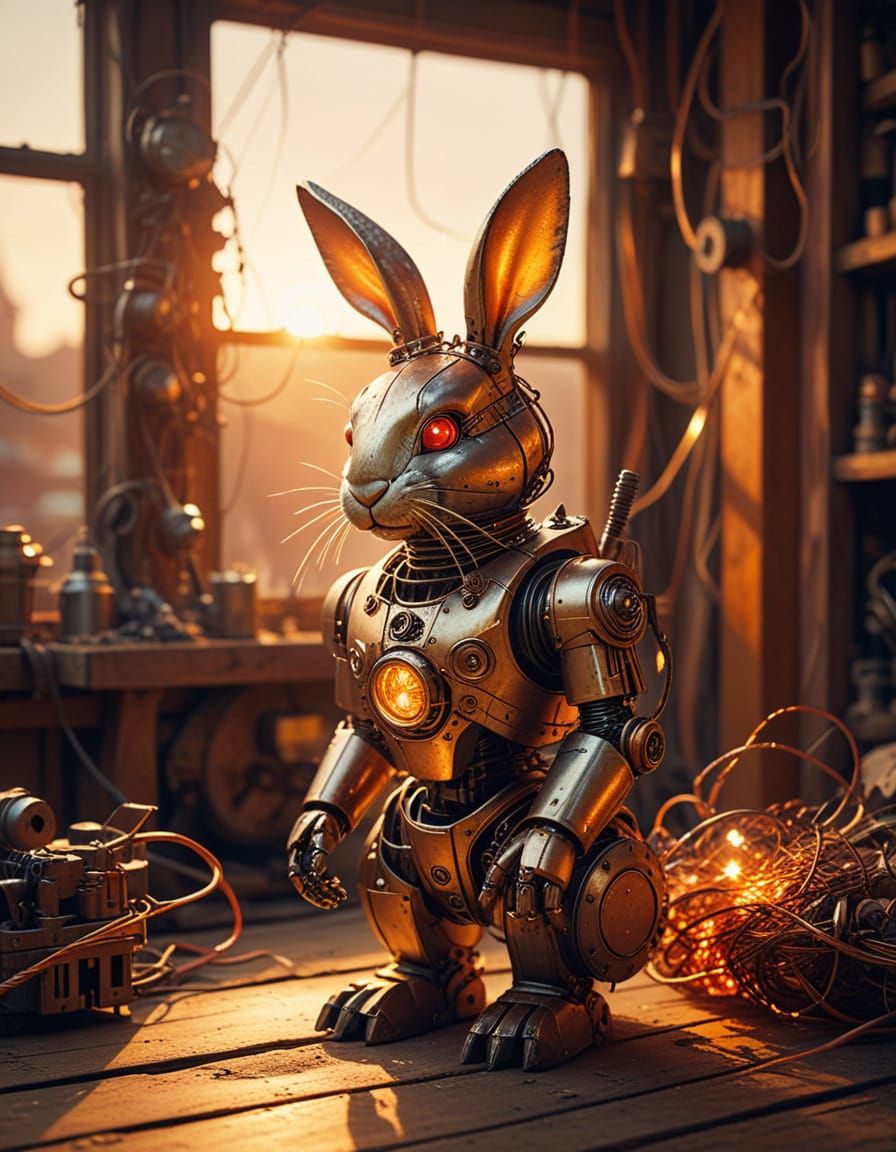Steampunk Inventor's Workshop in Whimsical Sci-Fi Style